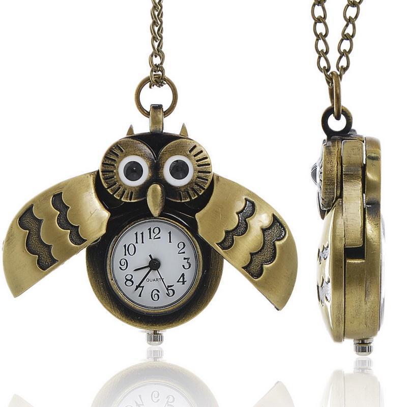 Mini Owl Pocket Watch Necklace Kids Waterproof Creative Gift