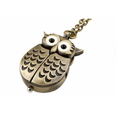 Mini Owl Pocket Watch Necklace Kids Waterproof Creative Gift