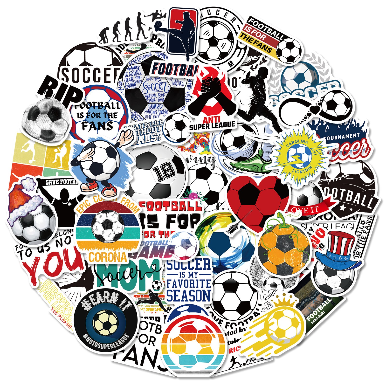 50pcs Football Sports Water-Resistant Sticker Cartoon DIY Creative Toys