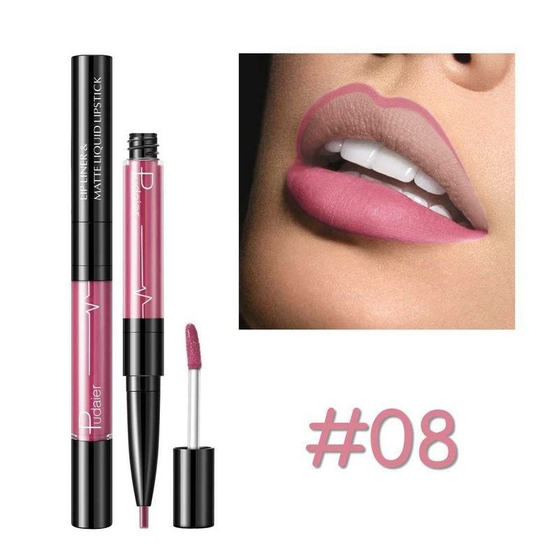 Waterproof Double Headed Lip Liner Stick Pen Gloss Set