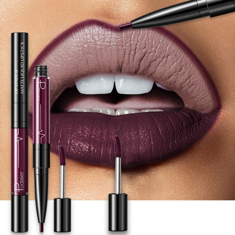 Waterproof Double Headed Lip Liner Stick Pen Gloss Set