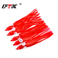 5 Pcs Glow in the Dark Octopus Squid Soft Lures for Night Fishing