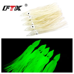 5 Pcs Glow in the Dark Octopus Squid Soft Lures for Night Fishing