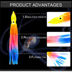 5 Pcs Glow in the Dark Octopus Squid Soft Lures for Night Fishing