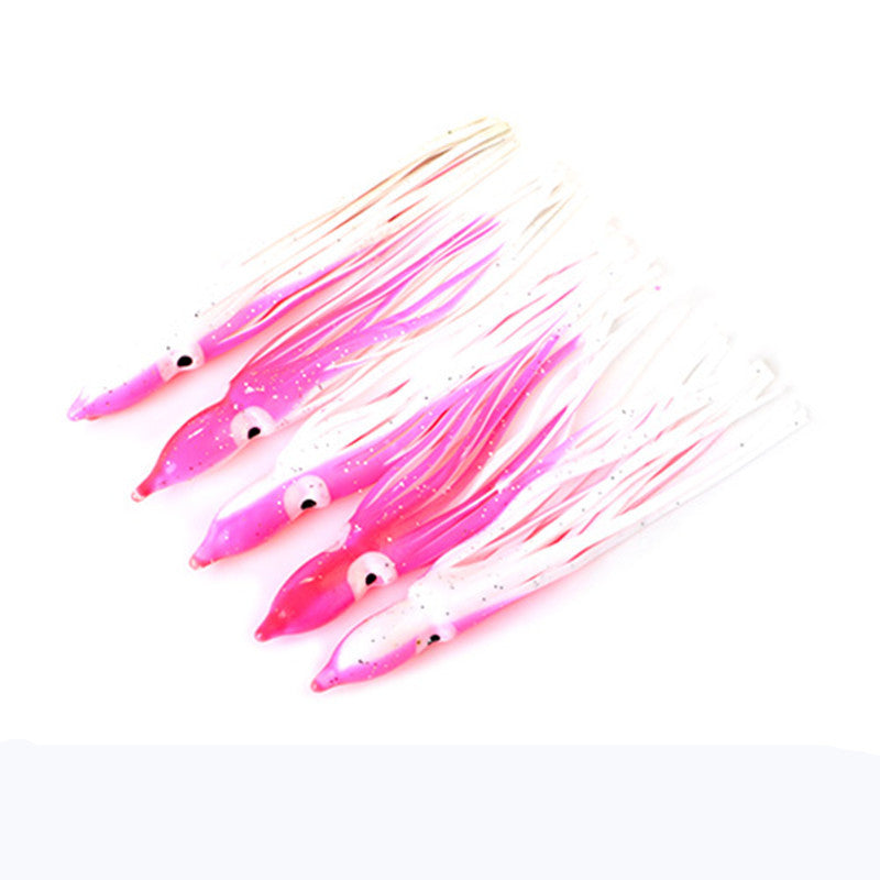5 Pcs Glow in the Dark Octopus Squid Soft Lures for Night Fishing
