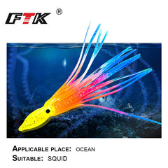 5 Pcs Glow in the Dark Octopus Squid Soft Lures for Night Fishing