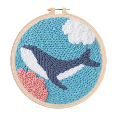 Whale Pattern Punch Needle Kit with Embroidery Pen and 20 Hoop