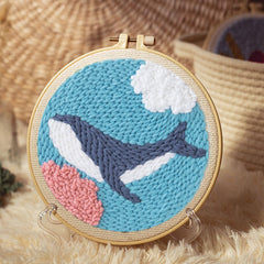 Whale Pattern Punch Needle Kit with Embroidery Pen and 20 Hoop