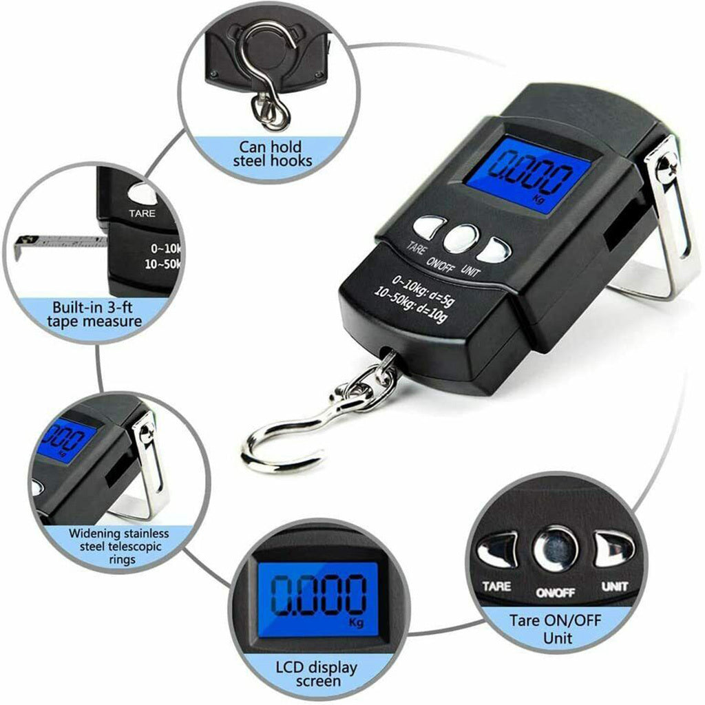 Portable Digital Fishing Scale Lightweight Electronic Luggage Scale LCD Display