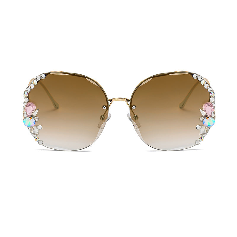Oversized Rhinestone Gradient Sunglasses for Women UV400