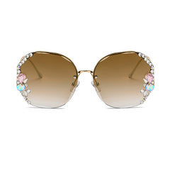 Oversized Rhinestone Gradient Sunglasses for Women UV400