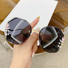 Oversized Rhinestone Gradient Sunglasses for Women UV400