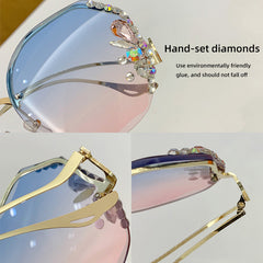 Oversized Rhinestone Gradient Sunglasses for Women UV400
