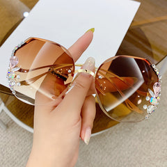 Oversized Rhinestone Gradient Sunglasses for Women UV400