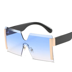 Square Rimless Sunglasses Stylish Oversized Big Sunglasses Punk Eyewear