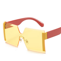 Square Rimless Sunglasses Stylish Oversized Big Sunglasses Punk Eyewear