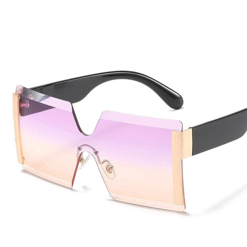 Square Rimless Sunglasses Stylish Oversized Big Sunglasses Punk Eyewear