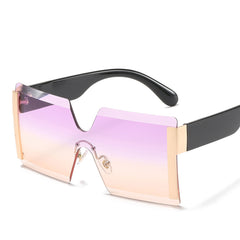 Square Rimless Sunglasses Stylish Oversized Big Sunglasses Punk Eyewear