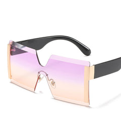 Square Rimless Sunglasses Stylish Oversized Big Sunglasses Punk Eyewear