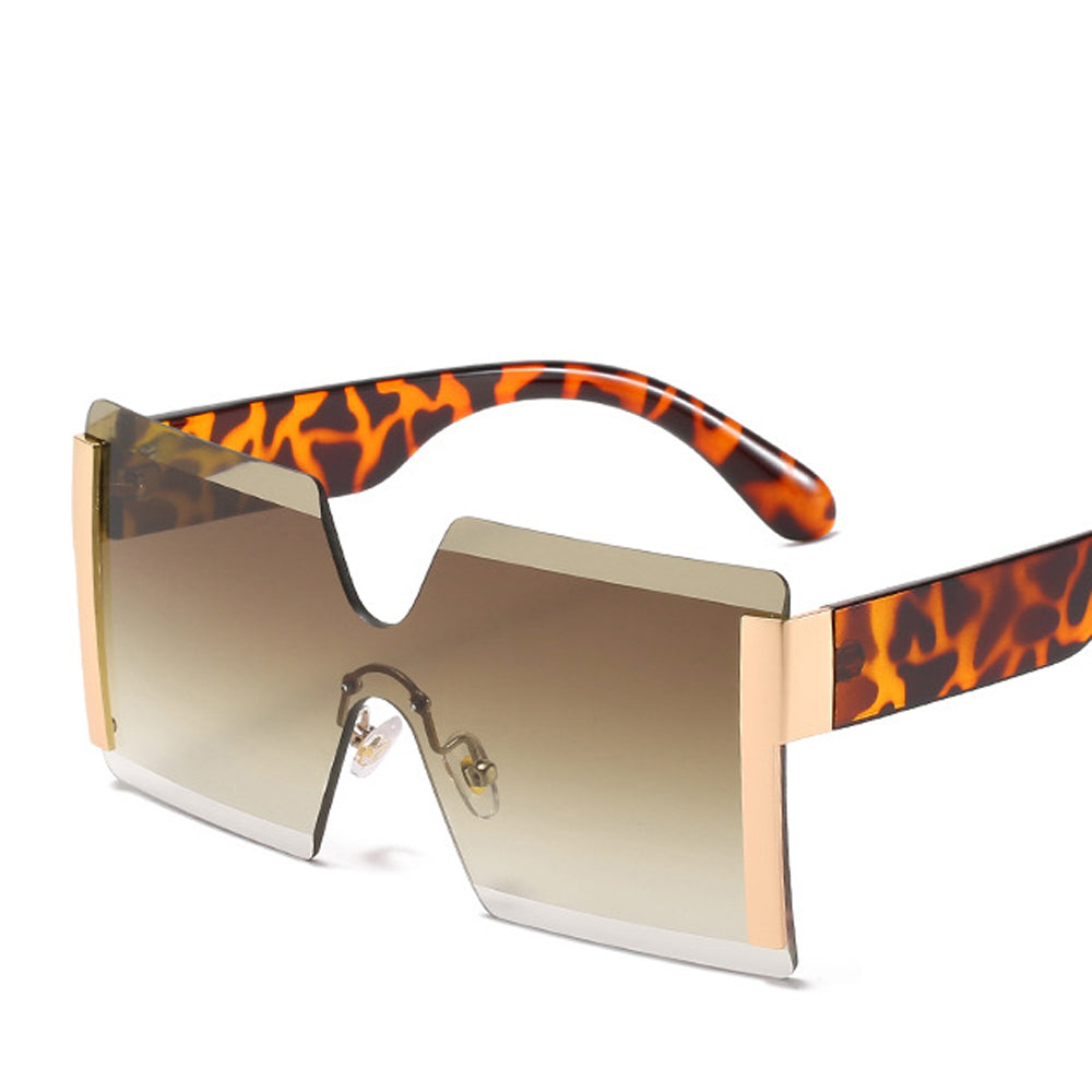 Square Rimless Sunglasses Stylish Oversized Big Sunglasses Punk Eyewear