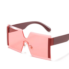Square Rimless Sunglasses Stylish Oversized Big Sunglasses Punk Eyewear