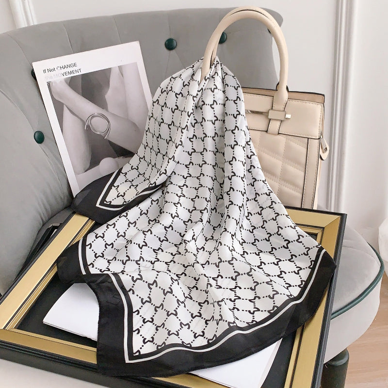 Geometric Print Scarf Square Neck Wrap Shawl Headband