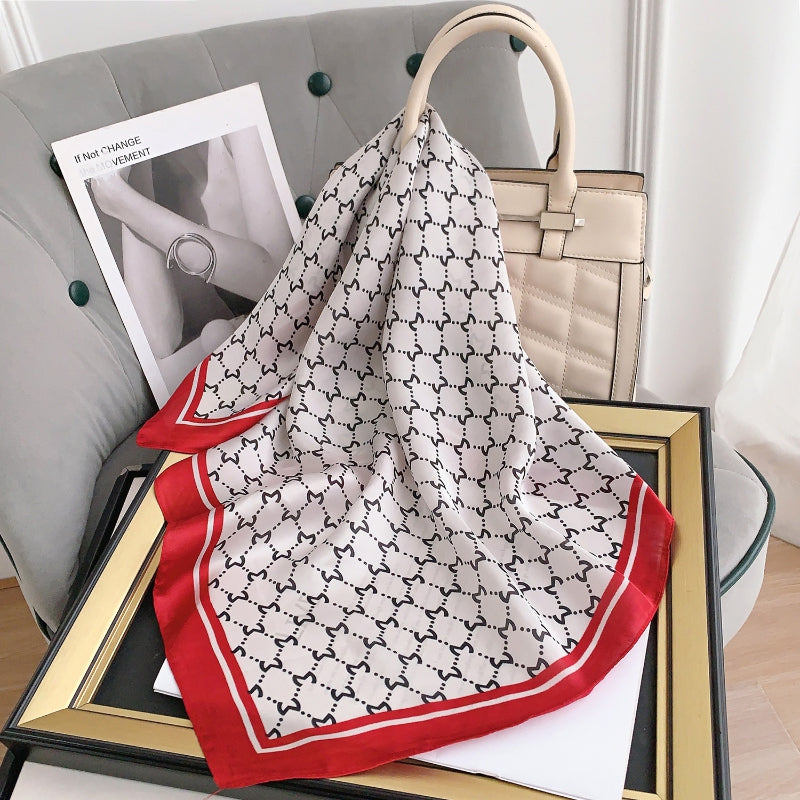 Geometric Print Scarf Square Neck Wrap Shawl Headband