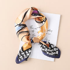 Modern Beauty Print Silk Square Neckerchief Head Wrap Shawl