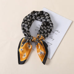 Vintage Floral Print Scarf Block Square Neckerchief Head Wrap Shawl