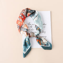 Cartoon Oil Painting Print Silk Square Scarf