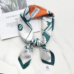 Print Casual Scarf Silk Square Neckerchief Head Wrap Sunscreen Shawl