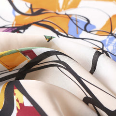 Modern Beauty Print Silk Square Neckerchief Head Wrap Shawl