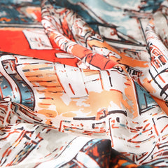Cartoon Oil Painting Print Silk Square Scarf