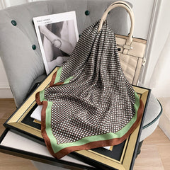 Geometric Circles Print Scarf Silk Square Neckerchief Head Wrap Sunscreen