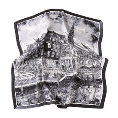 Cartoon Oil Painting Print Silk Square Scarf