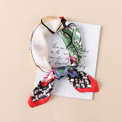 Modern Beauty Print Silk Square Neckerchief Head Wrap Shawl