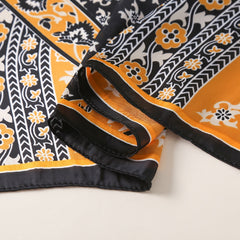 Vintage Floral Print Scarf Block Square Neckerchief Head Wrap Shawl