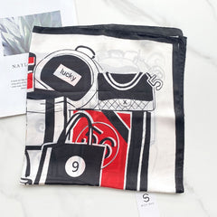 Print Casual Scarf Silk Square Neckerchief Head Wrap Sunscreen Shawl