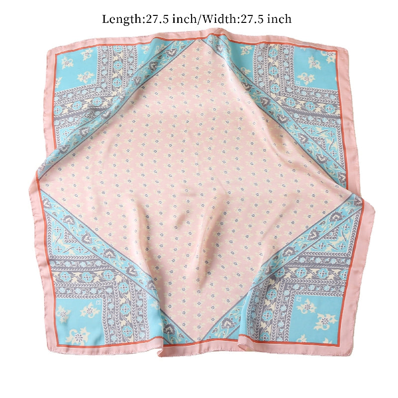 Vintage Floral Print Scarf Block Square Neckerchief Head Wrap Shawl
