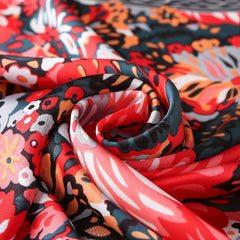 Big Flower Satin Scarf Casual Square Neckerchief Head Wrap Sunscreen