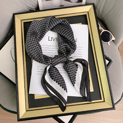 Geometric Circles Print Scarf Silk Square Neckerchief Head Wrap Sunscreen