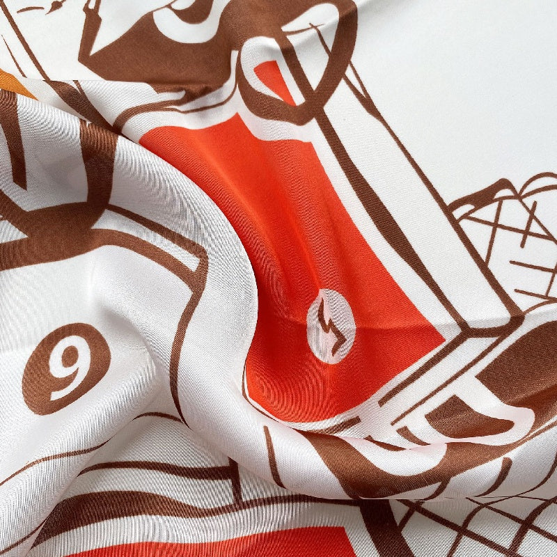 Print Casual Scarf Silk Square Neckerchief Head Wrap Sunscreen Shawl