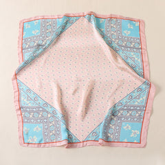 Vintage Floral Print Scarf Block Square Neckerchief Head Wrap Shawl