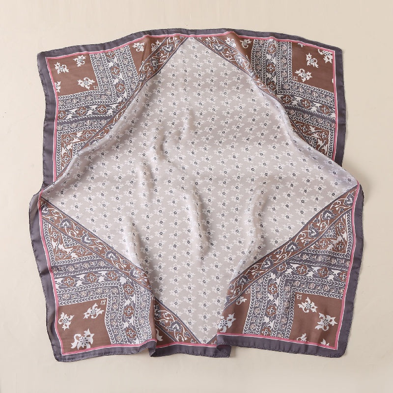 Vintage Floral Print Scarf Block Square Neckerchief Head Wrap Shawl