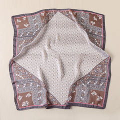 Vintage Floral Print Scarf Block Square Neckerchief Head Wrap Shawl