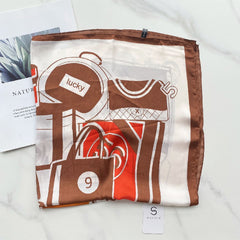 Print Casual Scarf Silk Square Neckerchief Head Wrap Sunscreen Shawl