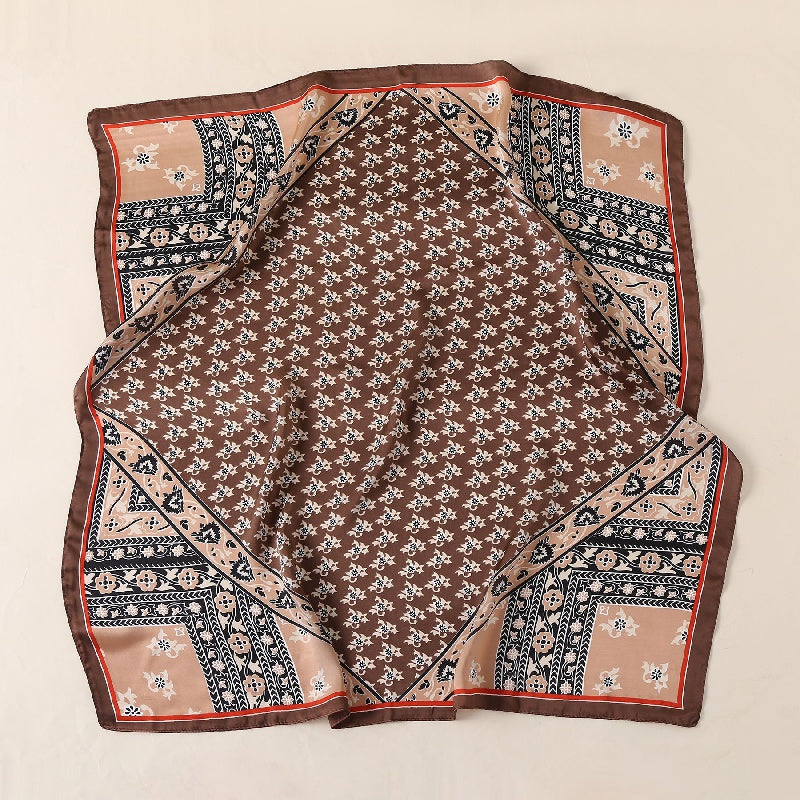 Vintage Floral Print Scarf Block Square Neckerchief Head Wrap Shawl