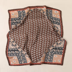 Vintage Floral Print Scarf Block Square Neckerchief Head Wrap Shawl
