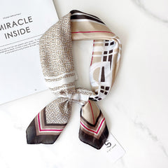 Letter Print Scarf Casual Silk Square Neckerchief Head Wrap Sunscreen Shawl