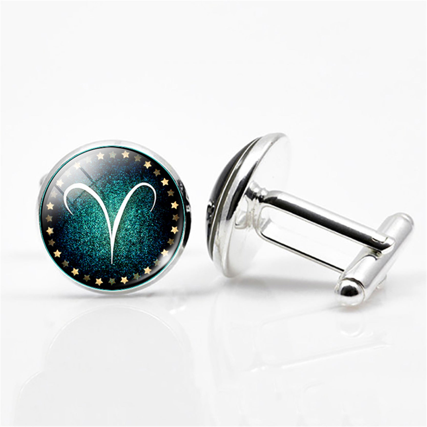 Men's Constellations Gemstone Glass Cufflinks